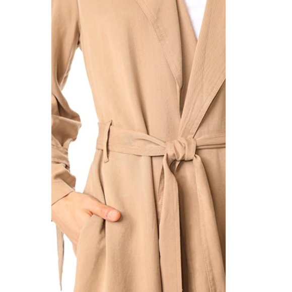 NWT Splendid Women's Sandwash Twill Trench Coat Dark Macadamia Size M L $180 - Picture 3 of 5